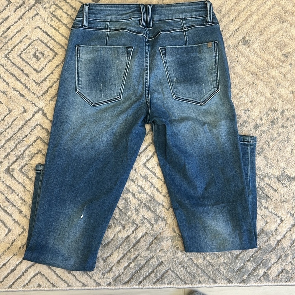 Bebe Blue Skinny Jeans Distressed Style - Picture 7 of 8